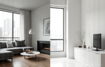 Before and after of spotless empty apartment